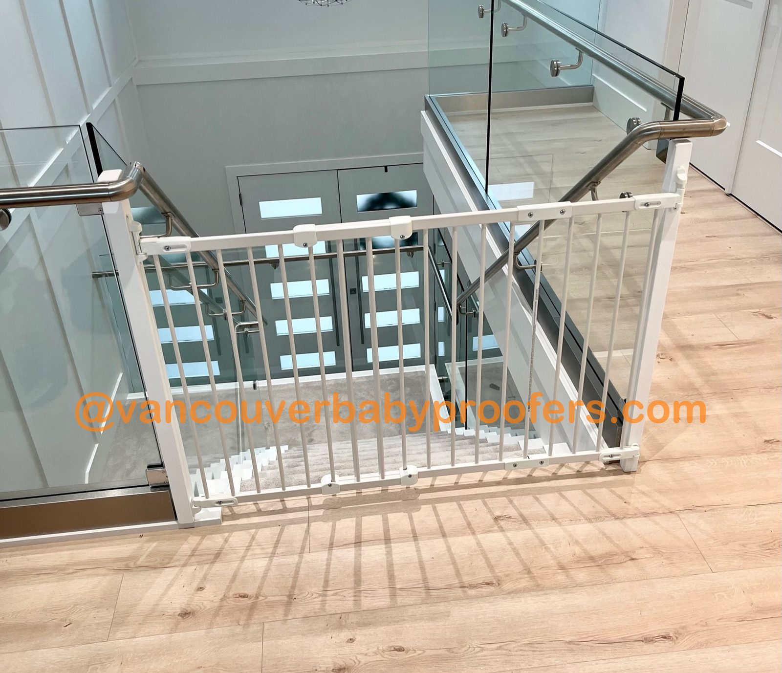 Glass railings installation by Vancouver Baby Proofers