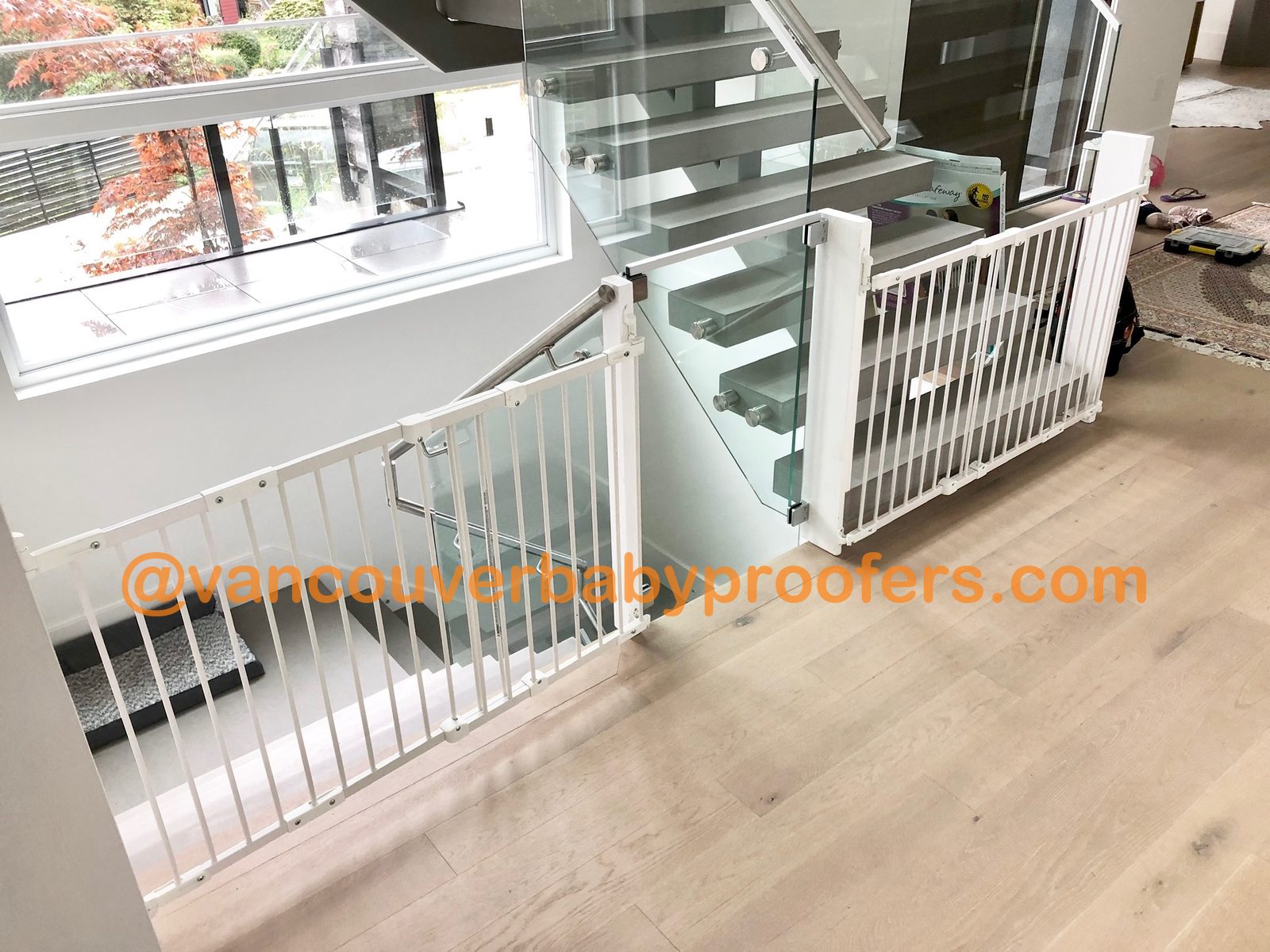 Glass railings installation by Vancouver Baby Proofers