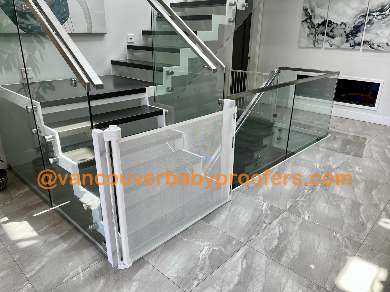 Glass railings installation by Vancouver Baby Proofers