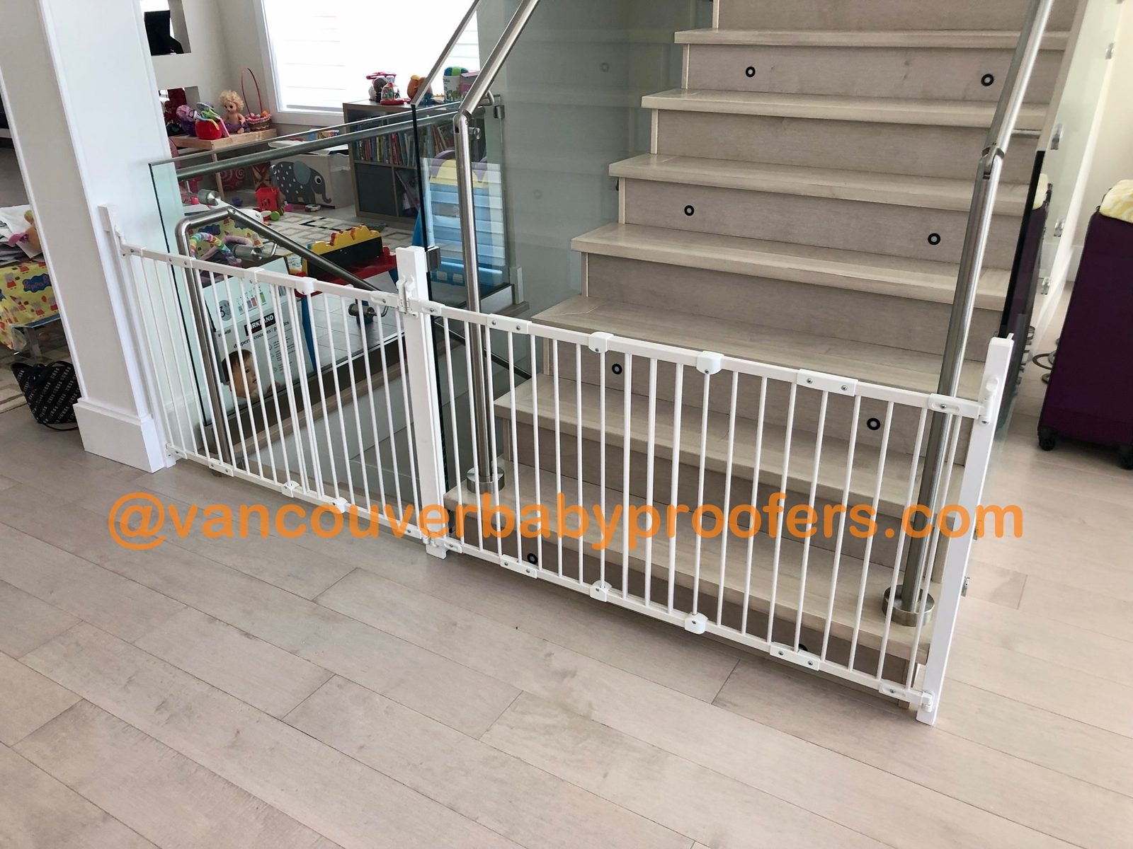 Glass railings installation by Vancouver Baby Proofers